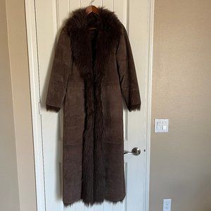 Vintage Brandon Thomas Daisy Jones Fur-Lined Suede Trench  S Small